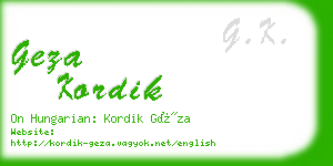 geza kordik business card